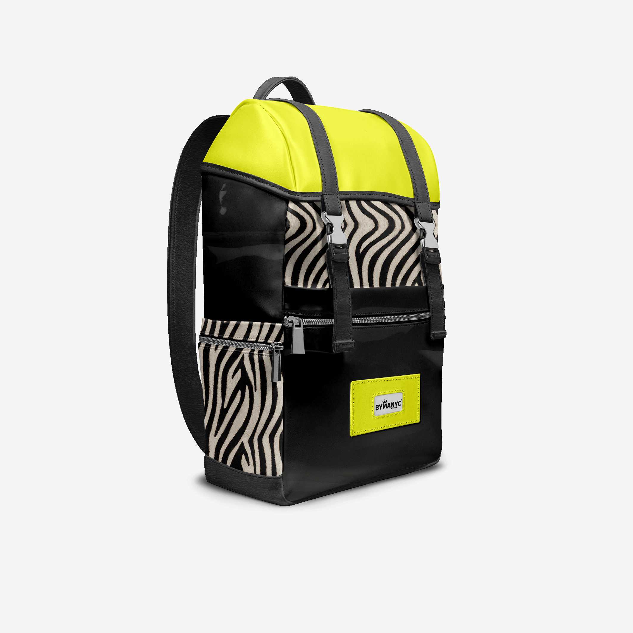 BYMANYC ® New York – NYC COUTURE Backpack in Zebra Print & Neon Yellow - BYMANYC ® New York