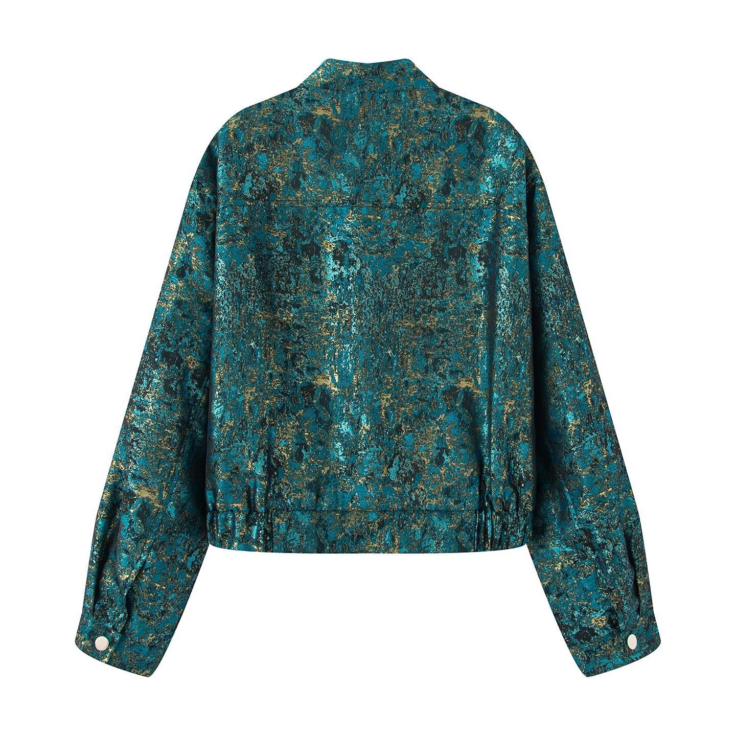 Women's Metallic Jacquard Turquoise Jacket BYMANYC ® New York CONTEMPORARY VIBRANT MODERN FASHION - New Collection
