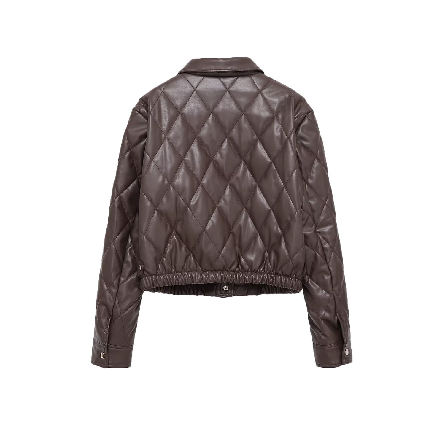 Women's Jacket Quilted Faux Leather BYMANYC ® New York SOHO BROWN LEATHER BOMBER - New Collection