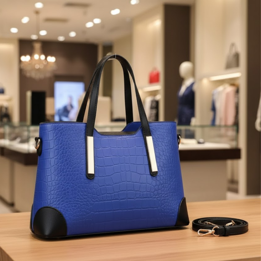 Women's Handbags: Blue Hues Croc Tote | Manhattan Chic Collection BYMANYC ® New York