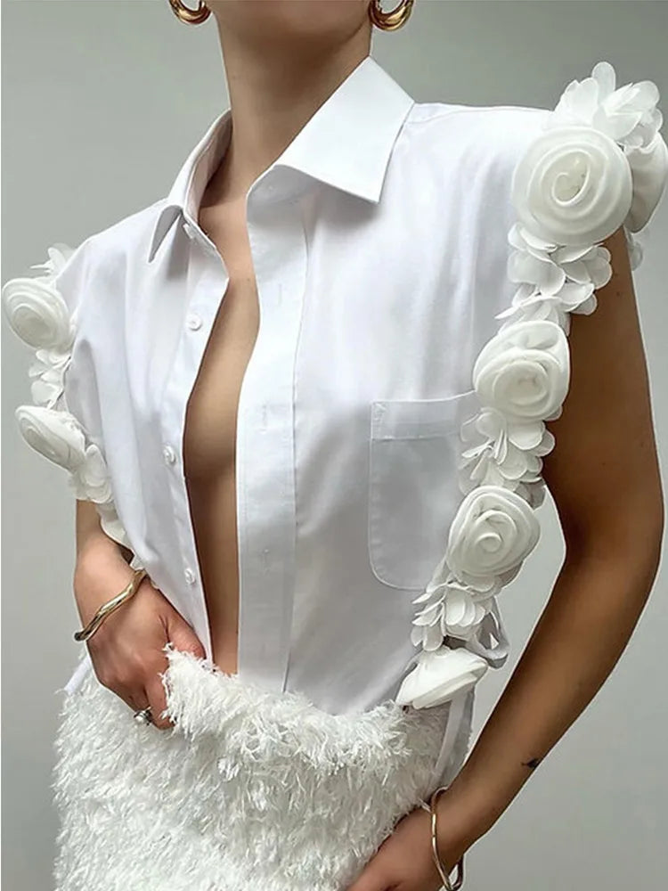 3D Flower Splicing Shirt, MoMA | Women - BYMANYC ® New York - BYMANYC ® New York  