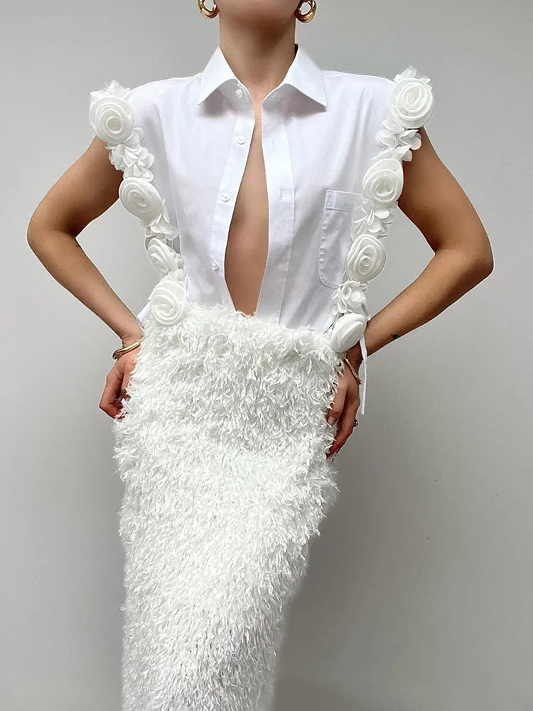 3D Flower Splicing Shirt, MoMA | Women - BYMANYC ® New York - BYMANYC ® New York  