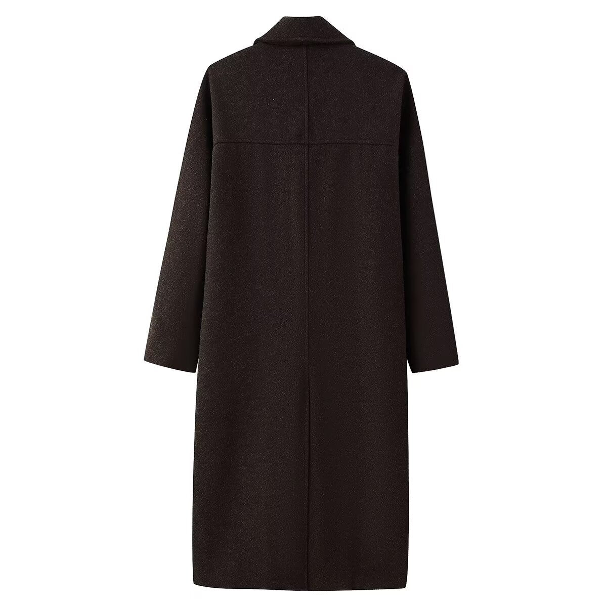 Women's Dark Espresso Double-Breasted Long Wool-Blend Coat BYMANYC ® New York CONTEMPORARY VIBRANT MODERN FASHION - New Collection