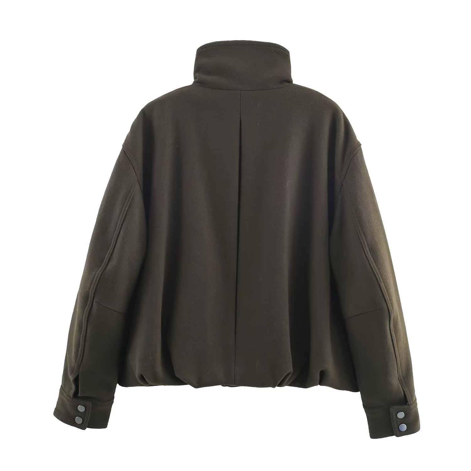 Women's Jacket Dark Olive Wool Blend BYMANYC ® New York SOHO BELTED HIGH COLLAR BOMBER - New Collection