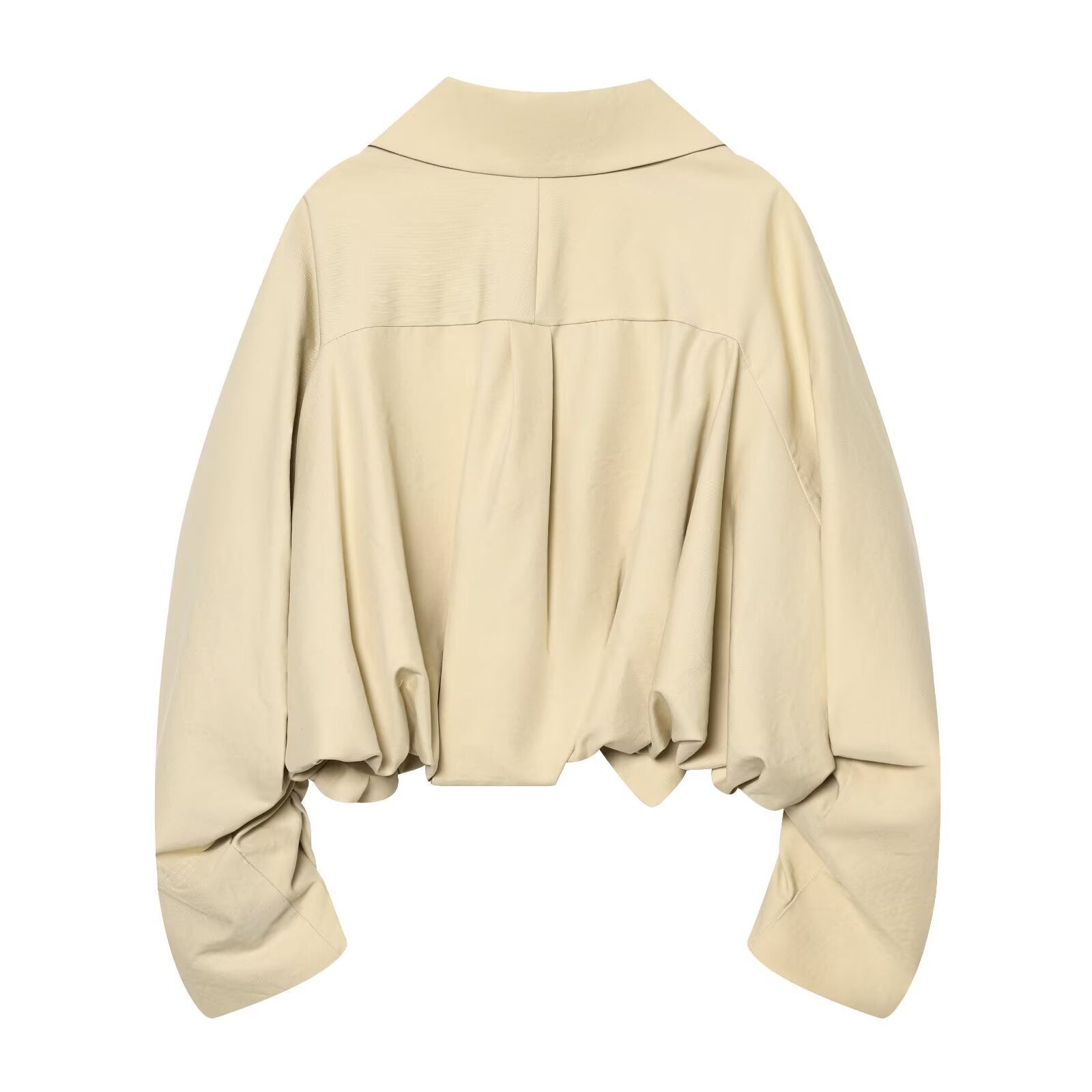 Women's Jacket Beige Peter Pan Collar BYMANYC ® New York SOHO RUCHED DRAWSTRING SHORT JACKET - New Collection