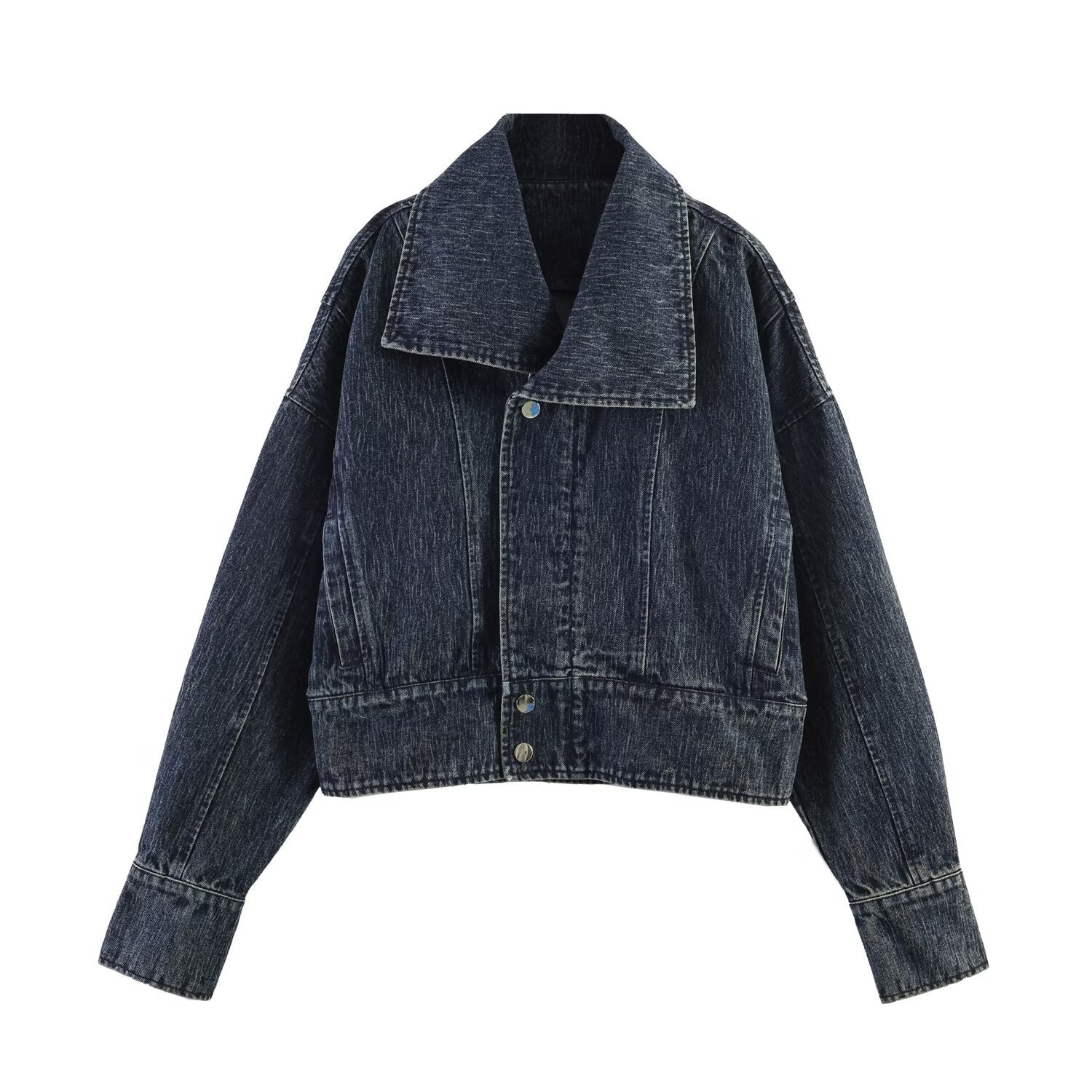 Women's Asymmetric Dark Wash Denim Jacket BYMANYC ® New York CONTEMPORARY VIBRANT MODERN FASHION - New Collection