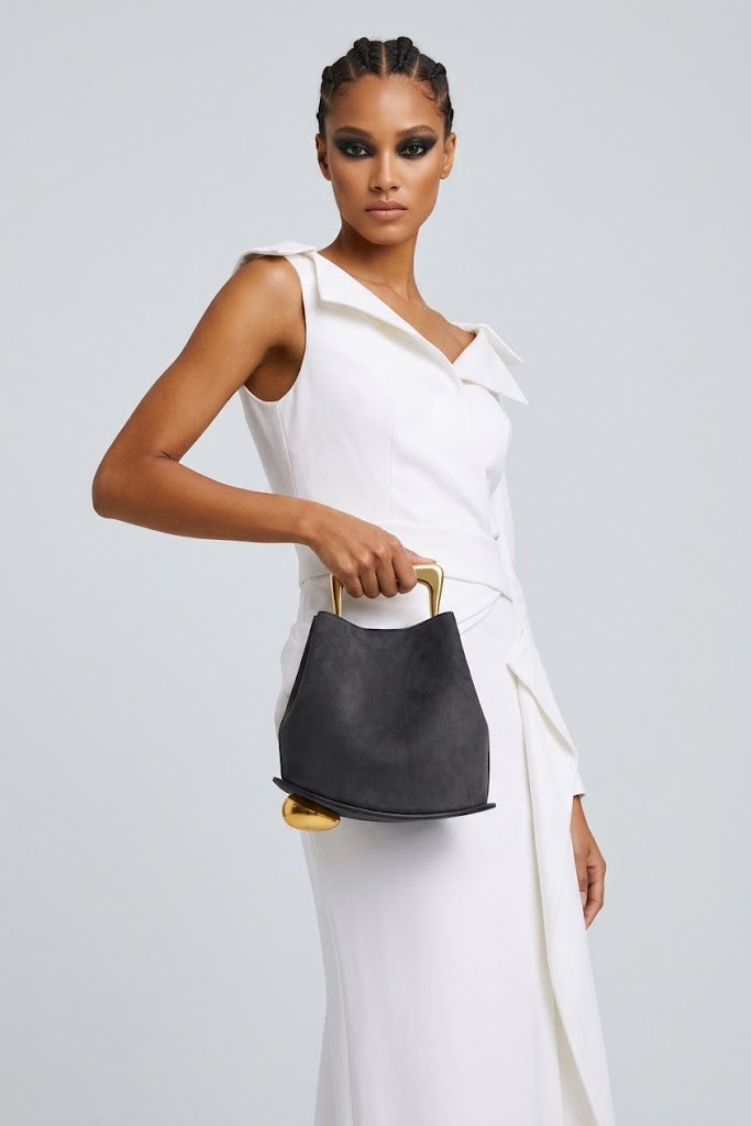 Women's Top Handle Bag Faux Suede Metal Handle BYMANYC ® New York