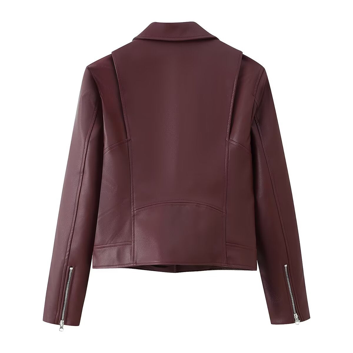 Women's Burgundy Faux Leather Moto Jacket BYMANYC ® New York CONTEMPORARY VIBRANT MODERN FASHION - New Collection