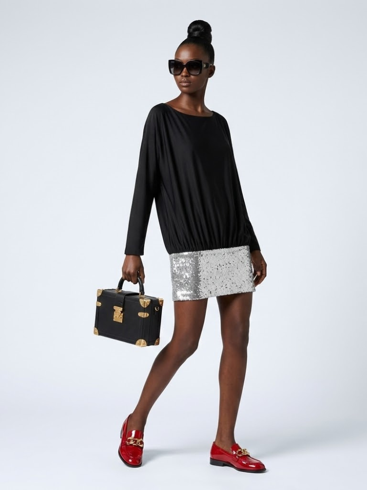  ASTOR Women's Black & Silver Dress Prêt-à-Porter BYMANYC ® New York  NYC Wholesale Boutique Inventory - No MOQ & Ready to Ship