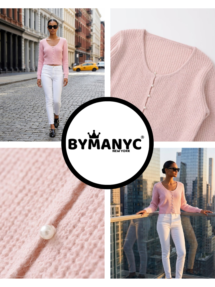  ASTOR Women's Pearl Button Cardigan Prêt-à-Porter BYMANYC ® New York  NYC Wholesale Boutique Inventory - No MOQ & Ready to Ship