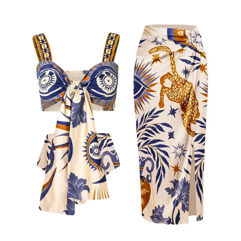Animal Floral Print Bikini with Skirt For Women, Dumbo, BYMANYC New York. - BYMANYC ® New York  