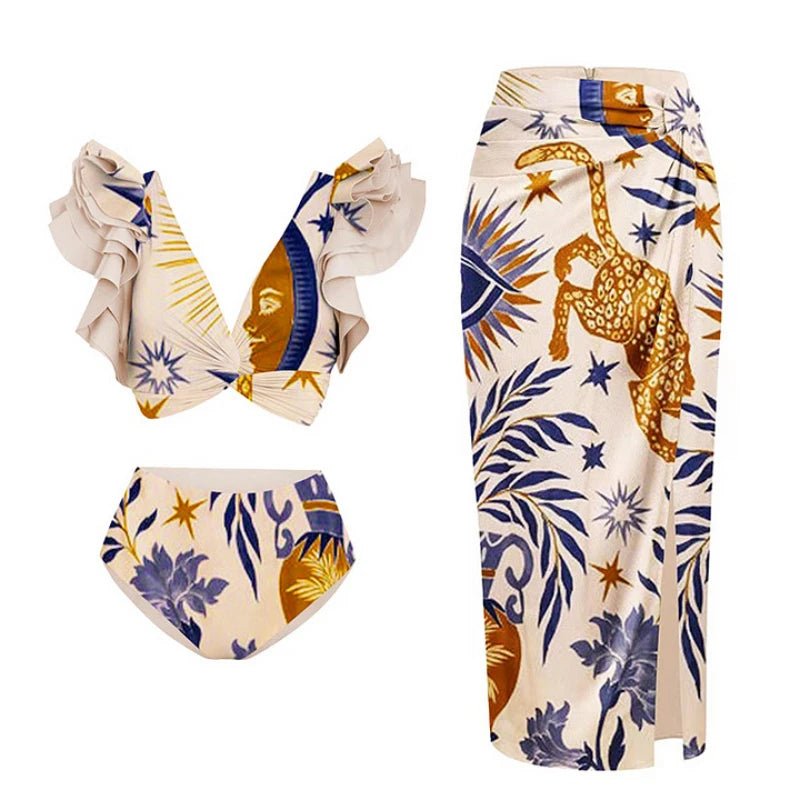 Animal Floral Print Bikini with Skirt For Women, Dumbo, BYMANYC New York. - BYMANYC ® New York  
