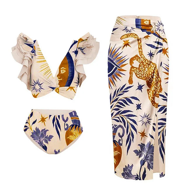 Animal Floral Print Bikini with Skirt For Women, Dumbo, BYMANYC New York. - BYMANYC ® New York  