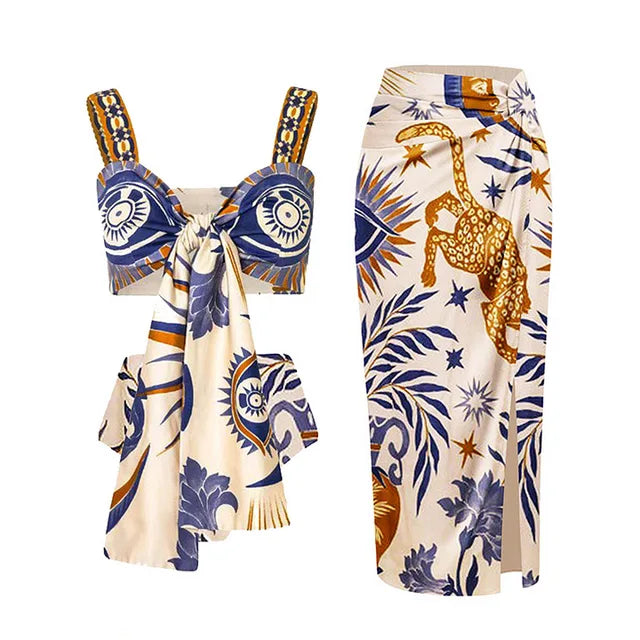 Animal Floral Print Bikini with Skirt For Women, Dumbo, BYMANYC New York. - BYMANYC ® New York  