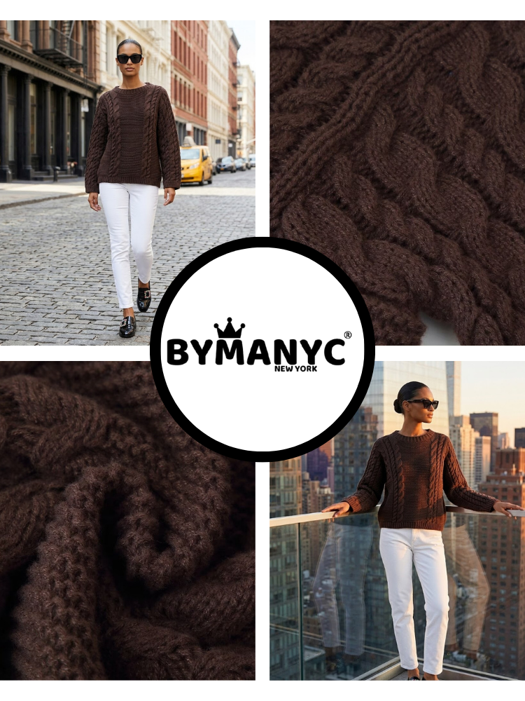  BOWERY Women's Cable-Knit Sweater Prêt-à-Porter BYMANYC ® New York  NYC Wholesale Boutique Inventory - No MOQ & Ready to Ship