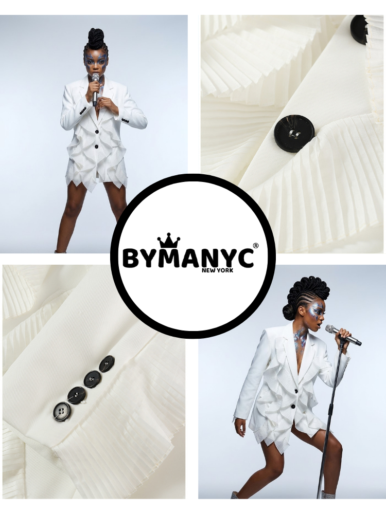  BRYANT Pleated Ruffle Blazer | Couture BYMANYC ® New York  NYC Wholesale Boutique Inventory - No MOQ & Ready to Ship