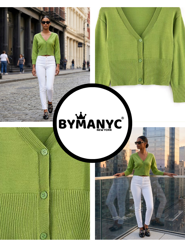  BRYANT Women's Green Knit Cardigan Prêt-à-Porter BYMANYC ® New York  NYC Wholesale Boutique Inventory - No MOQ & Ready to Ship