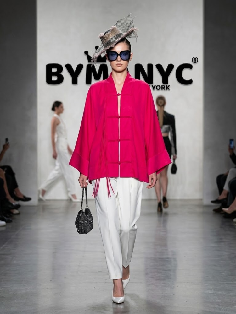 Women's Magenta Knot-Closure Kimono Jacket BYMANYC ® New York CONTEMPORARY VIBRANT MODERN FASHION - New Collection