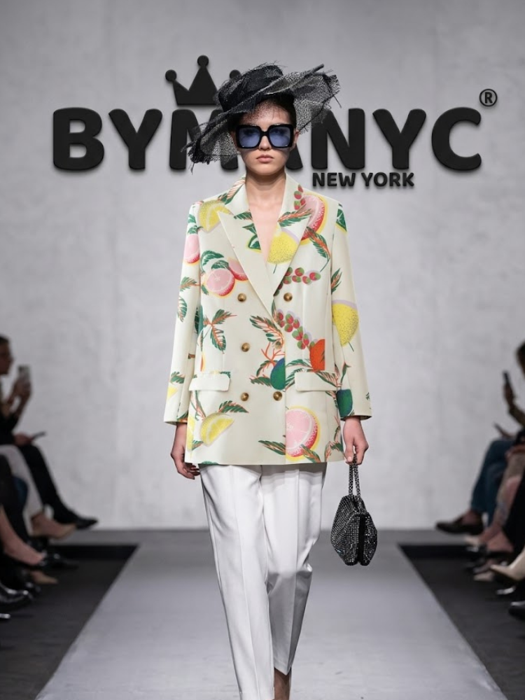 Women's Tropical Botanical Printed Double-Breasted Blazer BYMANYC ® New York CONTEMPORARY VIBRANT MODERN FASHION - New Collection
