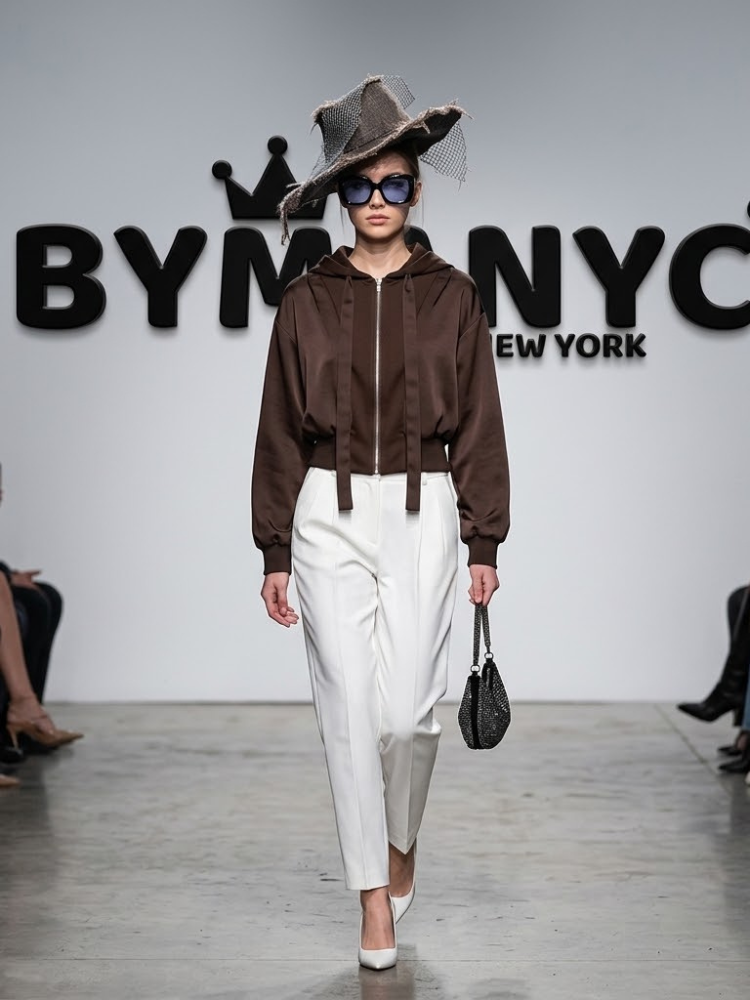 Women's Satin Cropped Zip-Up Hoodie Jacket BYMANYC ® New York CONTEMPORARY VIBRANT MODERN FASHION - New Collection