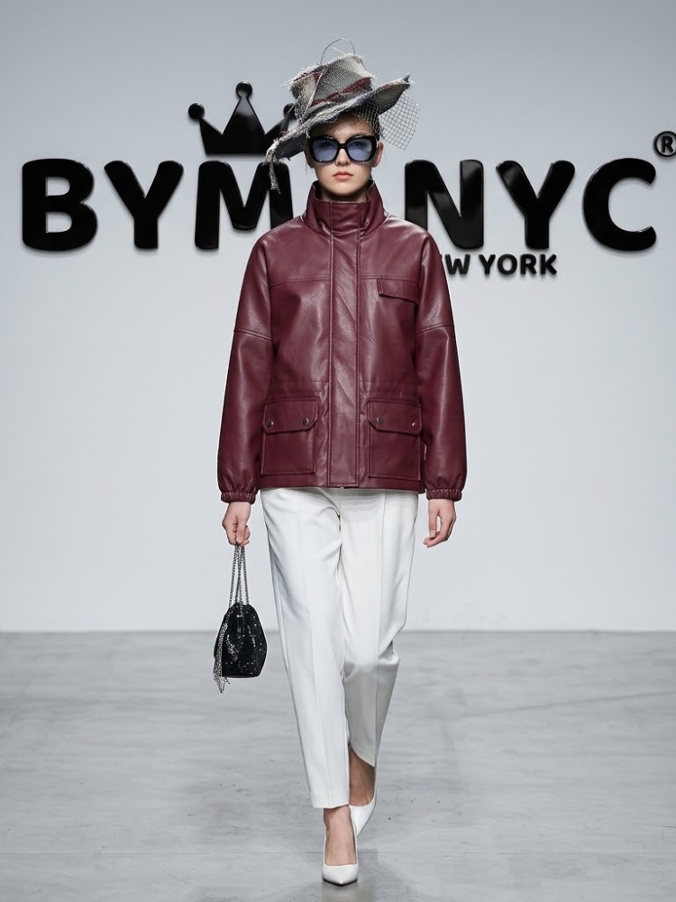 Women's Faux Leather High-Neck Jacket BYMANYC ® New York CONTEMPORARY VIBRANT MODERN FASHION - New Collection