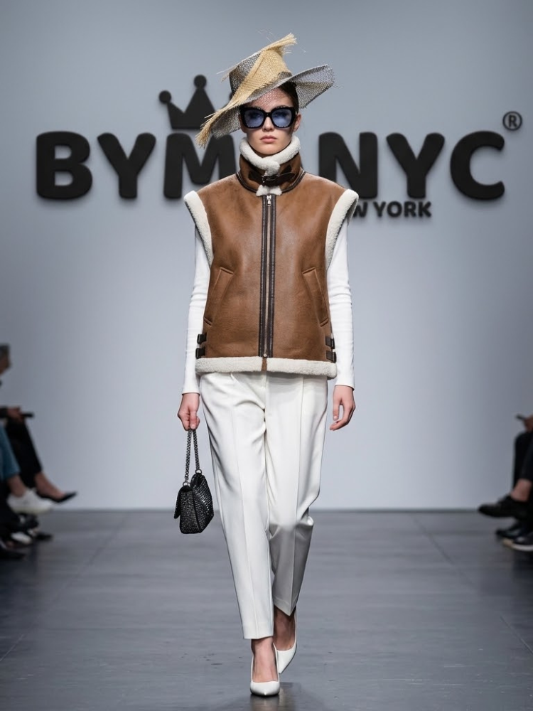 Women's Faux Shearling Leather Vest BYMANYC ® New York CONTEMPORARY VIBRANT MODERN FASHION - New Collection