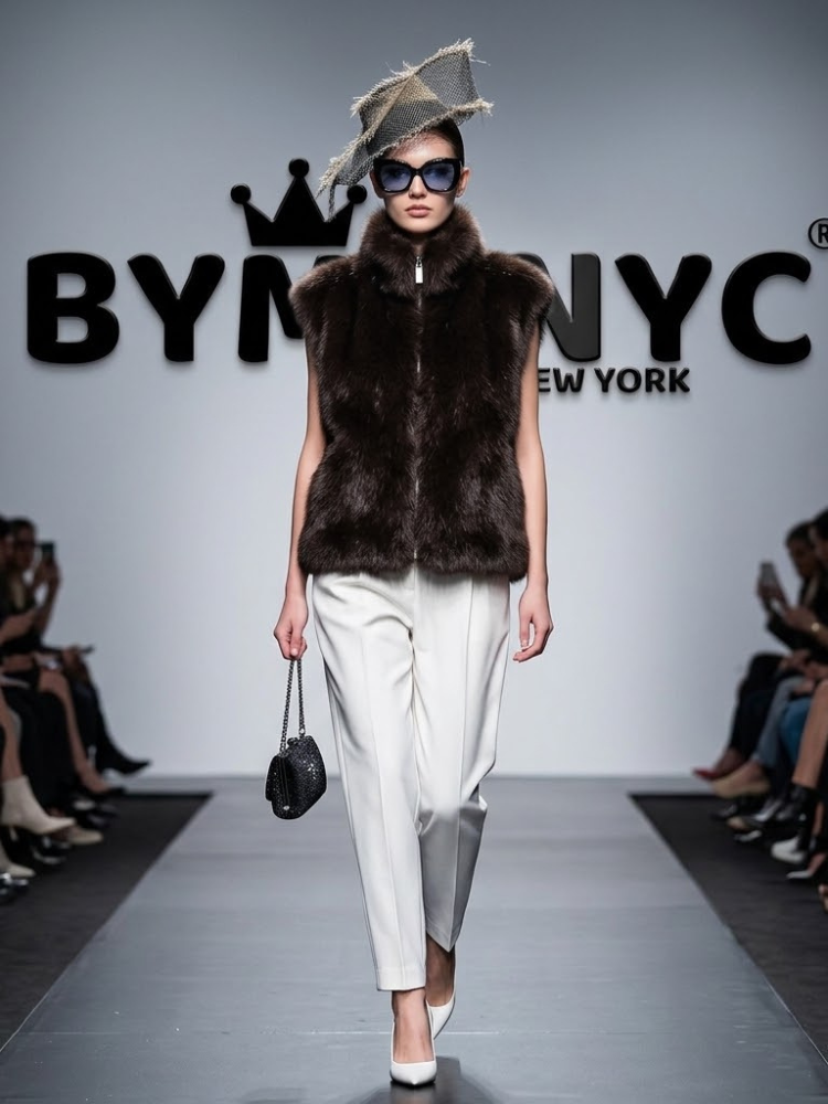 Women's High-Neck Plush Faux Fur Vest BYMANYC ® New York CONTEMPORARY VIBRANT MODERN FASHION - New Collection