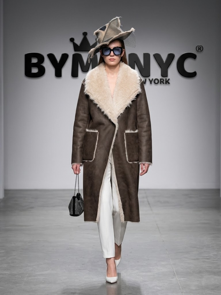 Women's Faux Shearling Long Coat BYMANYC ® New York CONTEMPORARY VIBRANT MODERN FASHION - New Collection