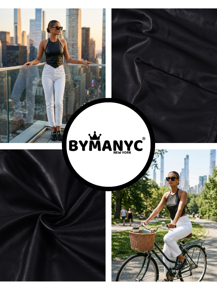  Black DUMBO Waxed Halter Top Prêt-à-Porter BYMANYC ® New York  NYC Wholesale Boutique Inventory - No MOQ & Ready to Ship