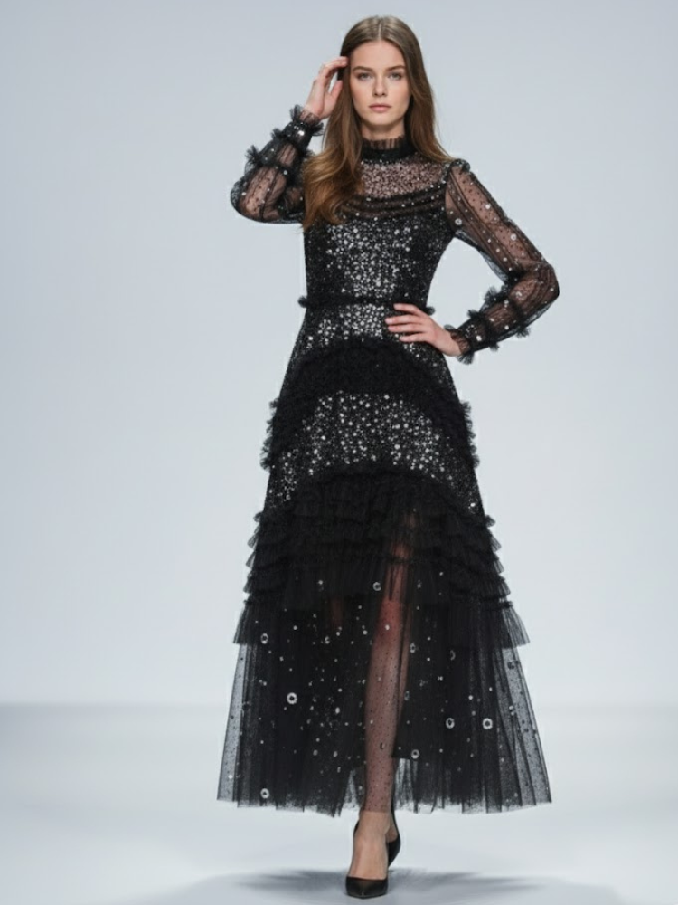 Black Midi Evening Dress CARNEGIE HILL: Prêt-à-Porter Line BYMANYC ® New York - BYMANYC ® New York  
