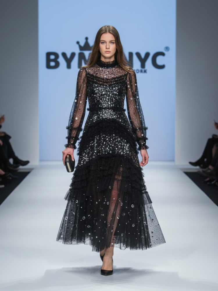 Black Midi Evening Dress CARNEGIE HILL: Prêt-à-Porter Line BYMANYC ® New York - BYMANYC ® New York  