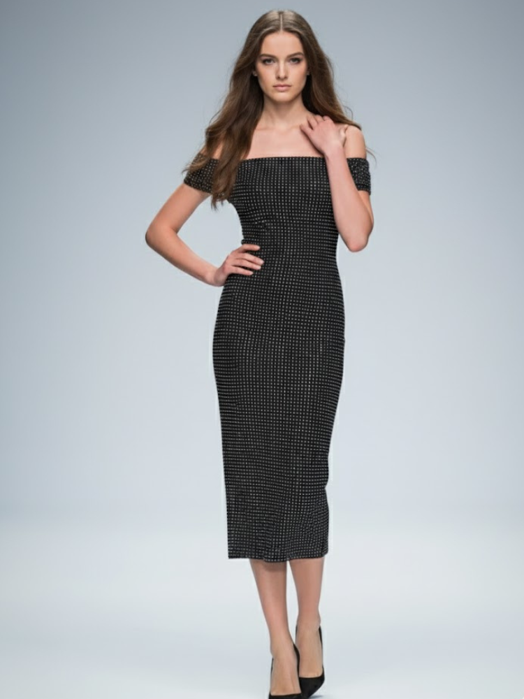  Black Midi Evening Dress GREENWICH: Prêt-à-Porter Line BYMANYC ® New York  NYC Wholesale Boutique Inventory - No MOQ & Ready to Ship