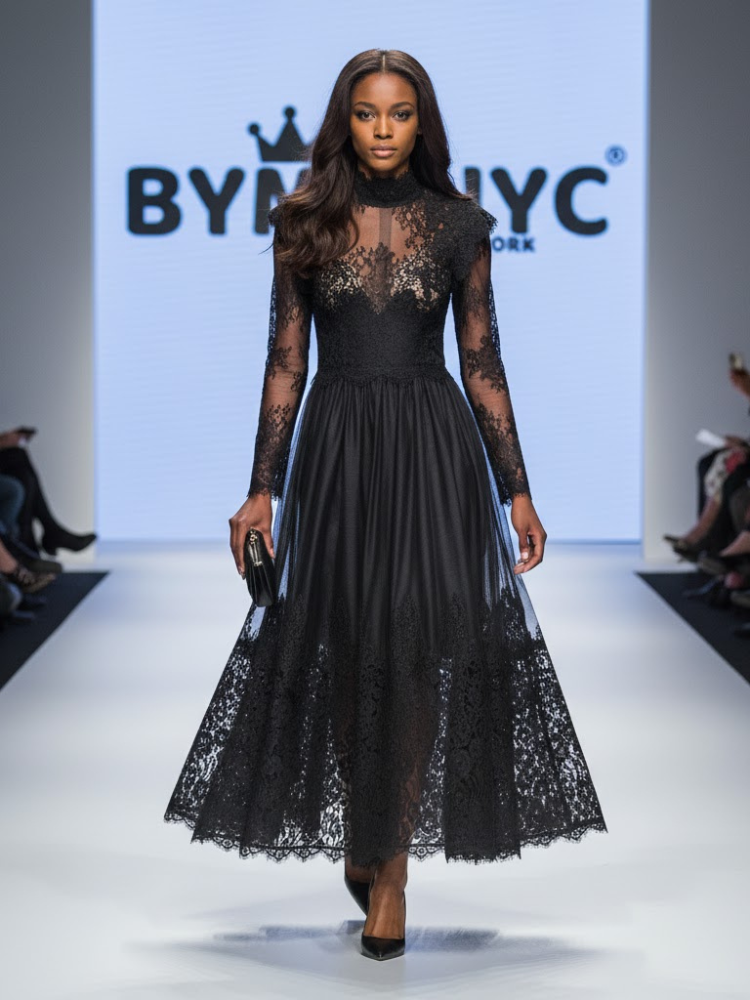 Black Midi Party Dress PARK SLOPE: Prêt-à-Porter Line BYMANYC ® New York - BYMANYC ® New York  