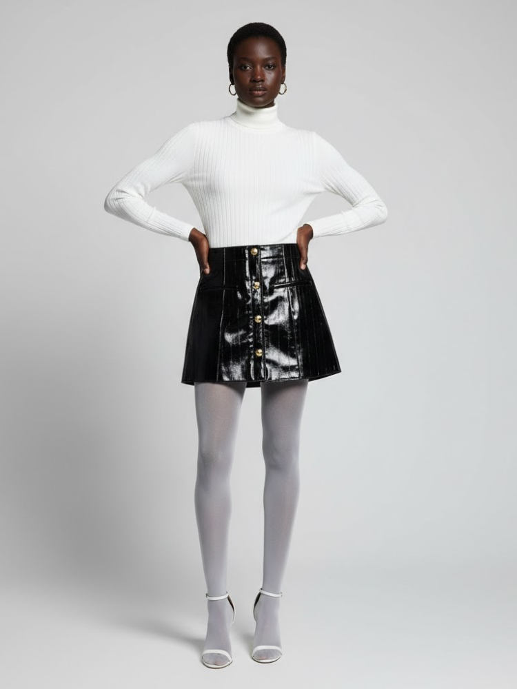  Black Patent Vegan Leather Mini Skirt BOWERY: New Colección COUTURE in NOLITA - BYMANYC ® New York  NYC Wholesale Boutique Inventory - No MOQ & Ready to Ship