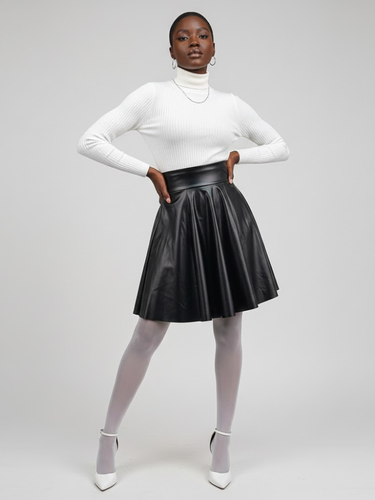 Black Vegan Leather Circle Mini Skirt SPRING: New Colección COUTURE in NOLITA - BYMANYC ® New York - BYMANYC ® New York  