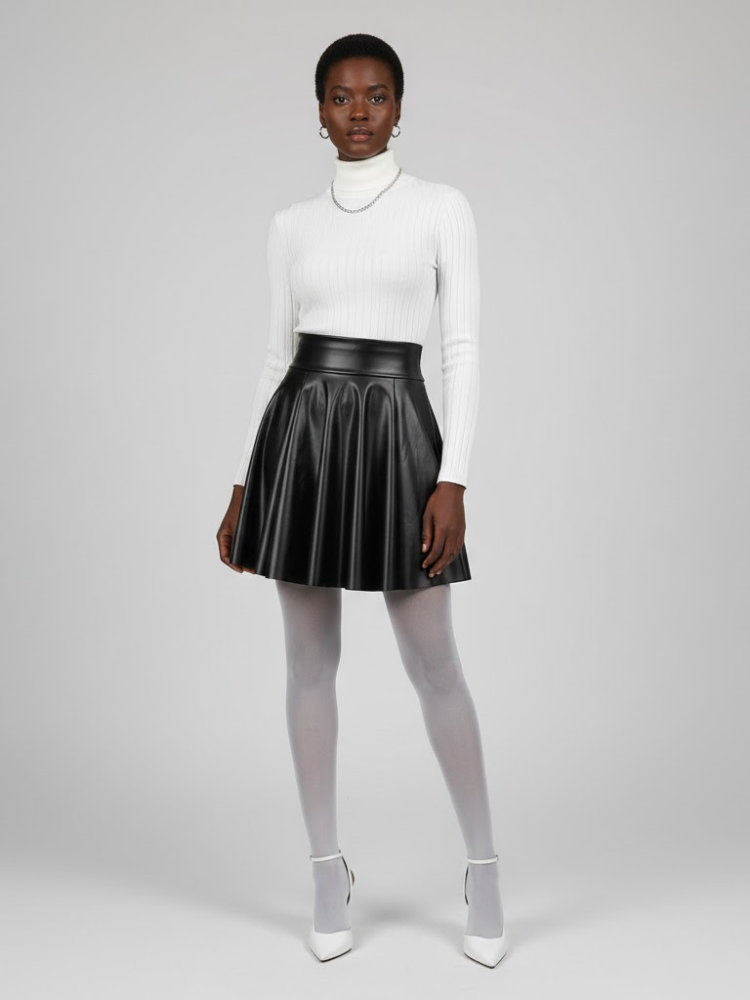 Black Vegan Leather Circle Mini Skirt SPRING: New Colección COUTURE in NOLITA - BYMANYC ® New York - BYMANYC ® New York  