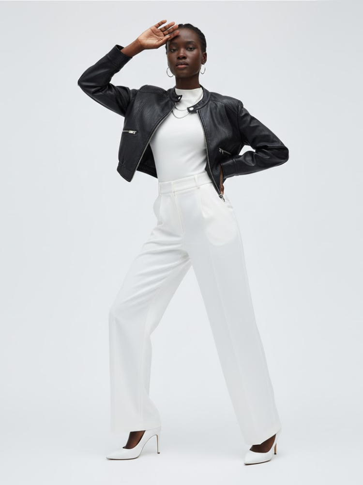  Black Vegan Leather Cropped Biker Jacket ELIZABETH: New Colección COUTURE in NOLITA - BYMANYC ® New York  NYC Wholesale Boutique Inventory - No MOQ & Ready to Ship