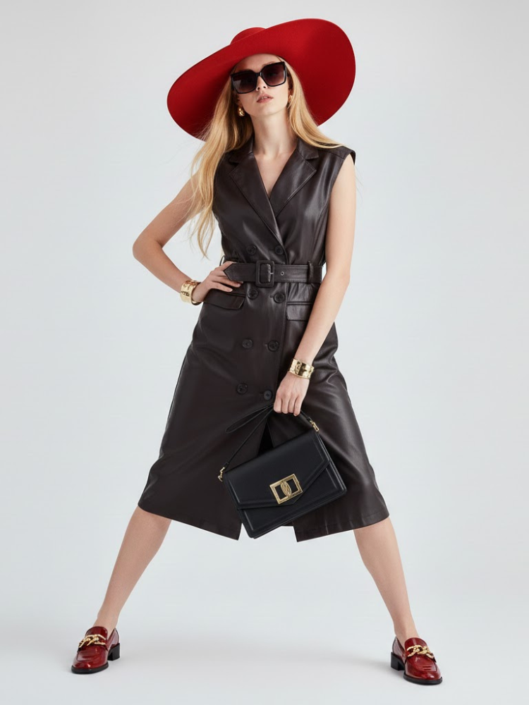 Black Vegan Leather Long Vest MOTT: New Colección COUTURE in NOLITA - BYMANYC ® New York - BYMANYC ® New York  