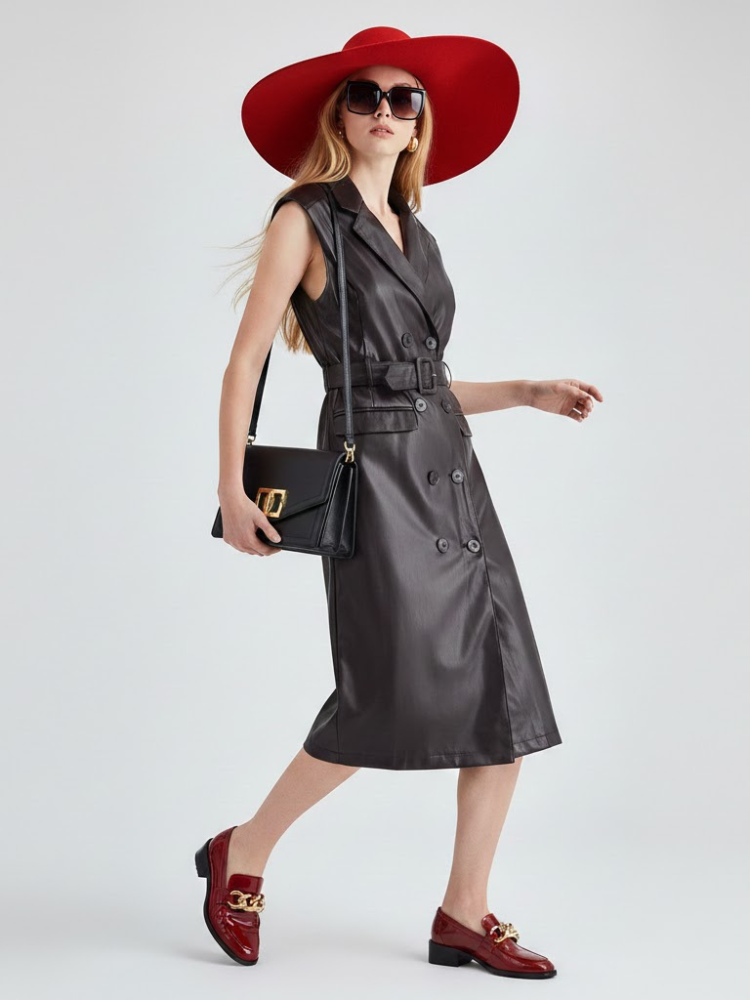 Black Vegan Leather Long Vest MOTT: New Colección COUTURE in NOLITA - BYMANYC ® New York - BYMANYC ® New York  