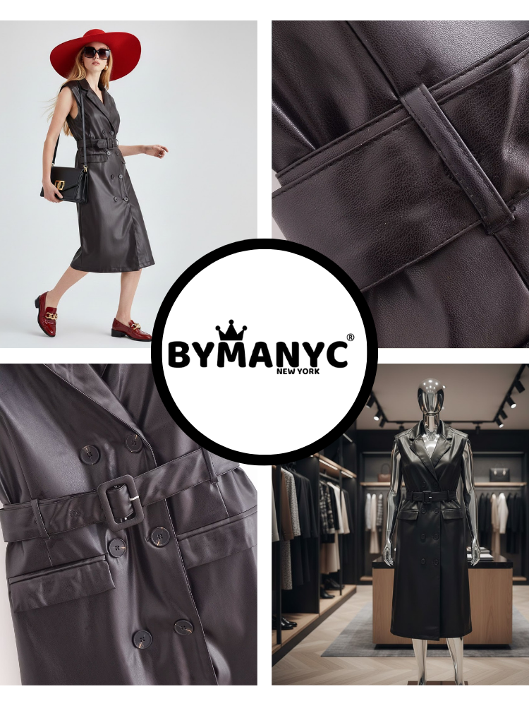  Black Vegan Leather Long Vest MOTT: New Colección COUTURE in NOLITA - BYMANYC ® New York  NYC Wholesale Boutique Inventory - No MOQ & Ready to Ship