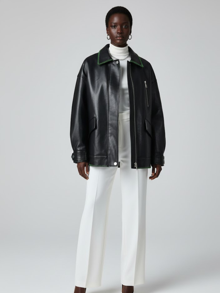  Black Vegan Leather Overshirt Jacket KENMARE: New Colección COUTURE in NOLITA - BYMANYC ® New York  NYC Wholesale Boutique Inventory - No MOQ & Ready to Ship