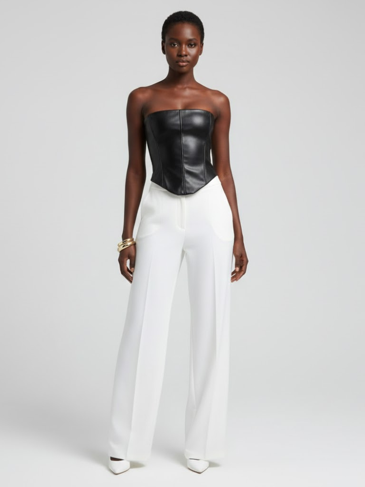  Black Vegan Leather Strapless Corset Top BOND: New Colección COUTURE in NOLITA - BYMANYC ® New York  NYC Wholesale Boutique Inventory - No MOQ & Ready to Ship