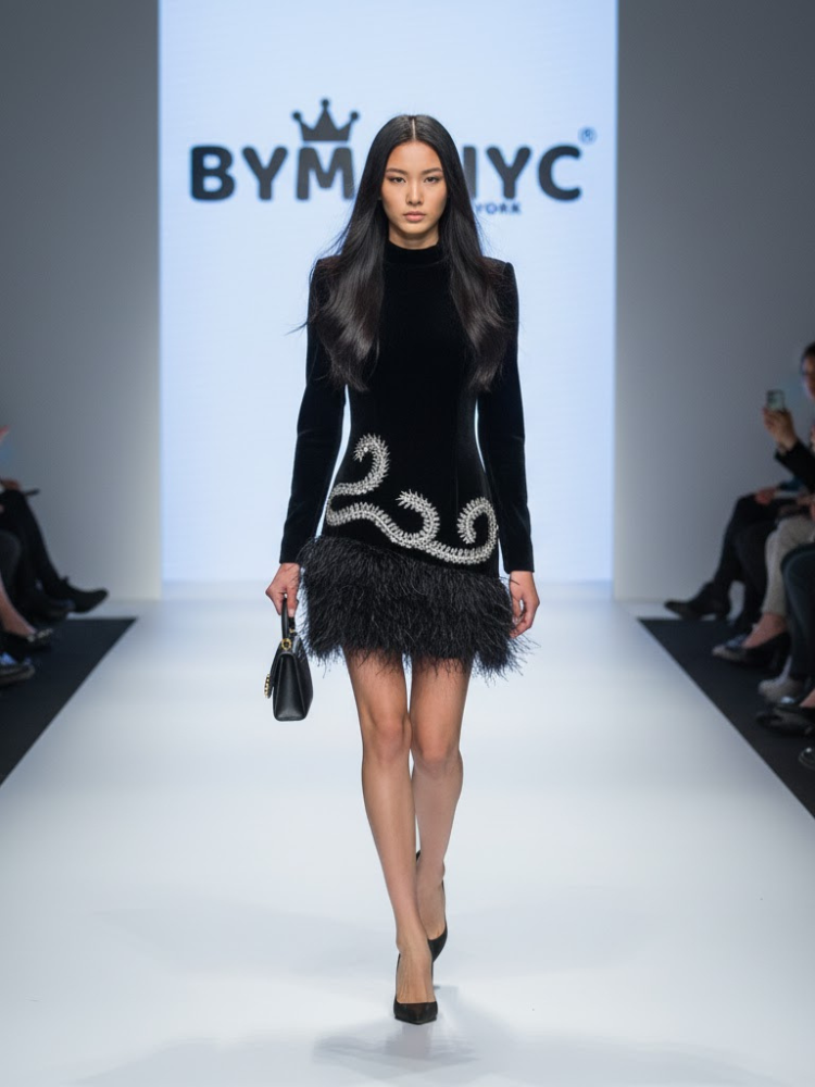 Black Velvet Mini Dress UPPER EAST SIDE: Prêt-à-Porter Line BYMANYC ® New York - BYMANYC ® New York  