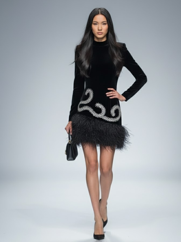 Black Velvet Mini Dress UPPER EAST SIDE: Prêt-à-Porter Line BYMANYC ® New York - BYMANYC ® New York  