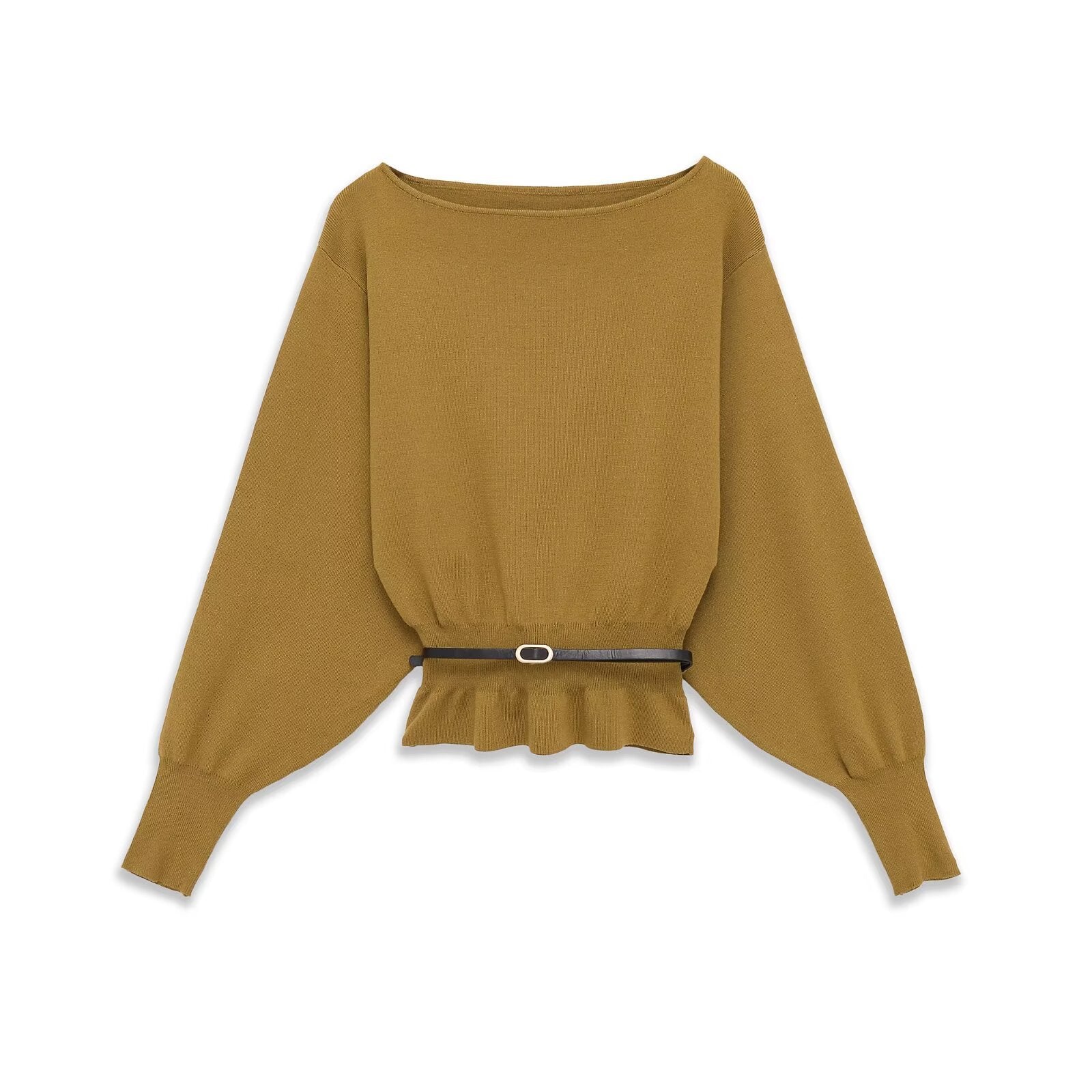  Boat Neck Knit Sweater With Belt TRIBECA New Collection FASHION BYMANYC ® New York  NYC Wholesale Boutique Inventory - No MOQ & Ready to Ship