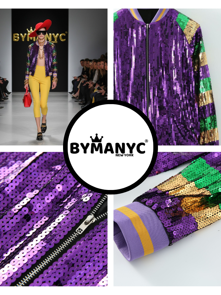  Bomber Jacket New Collection BYMANYC ® New York • "Night Glam" Multicolor Sequin  NYC Wholesale Boutique Inventory - No MOQ & Ready to Ship