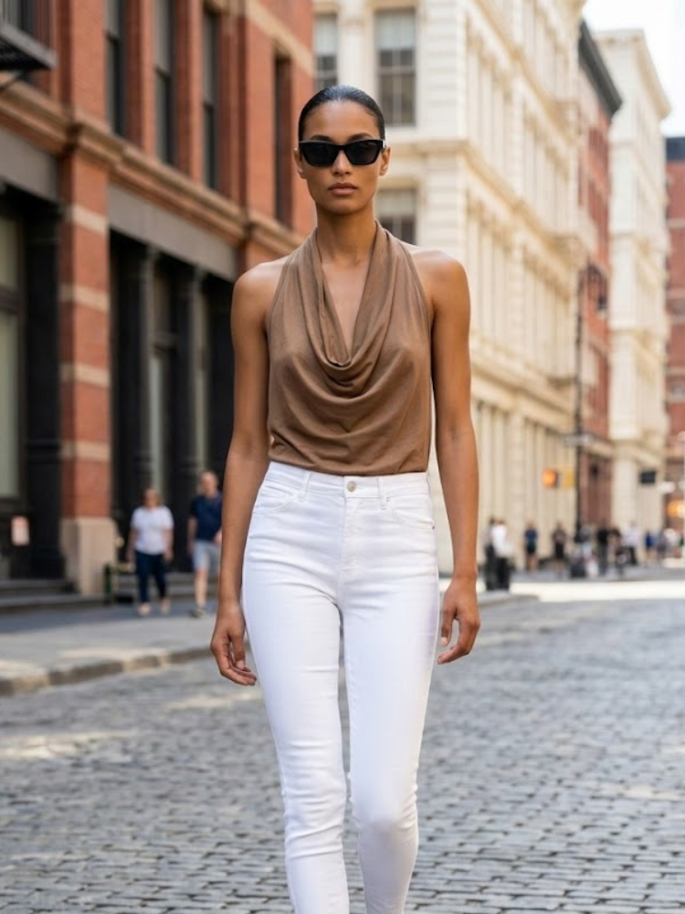  Brown MIDTOWN Halter Draped Top Prêt-à-Porter BYMANYC ® New York  NYC Wholesale Boutique Inventory - No MOQ & Ready to Ship