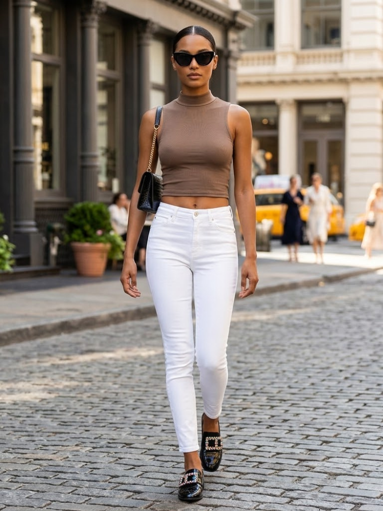 Brown MURRAY Mock Neck Tank Top Prêt-à-Porter BYMANYC ® New York - BYMANYC ® New York  