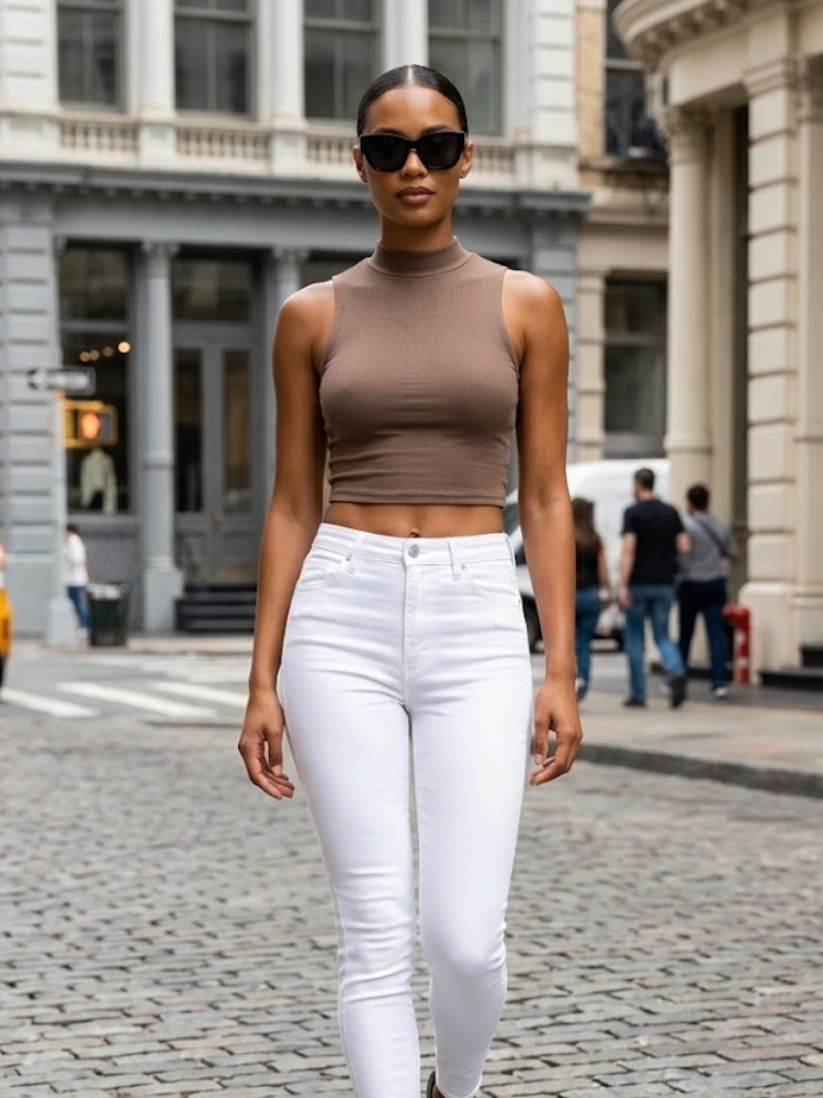  Brown MURRAY Mock Neck Tank Top Prêt-à-Porter BYMANYC ® New York  NYC Wholesale Boutique Inventory - No MOQ & Ready to Ship