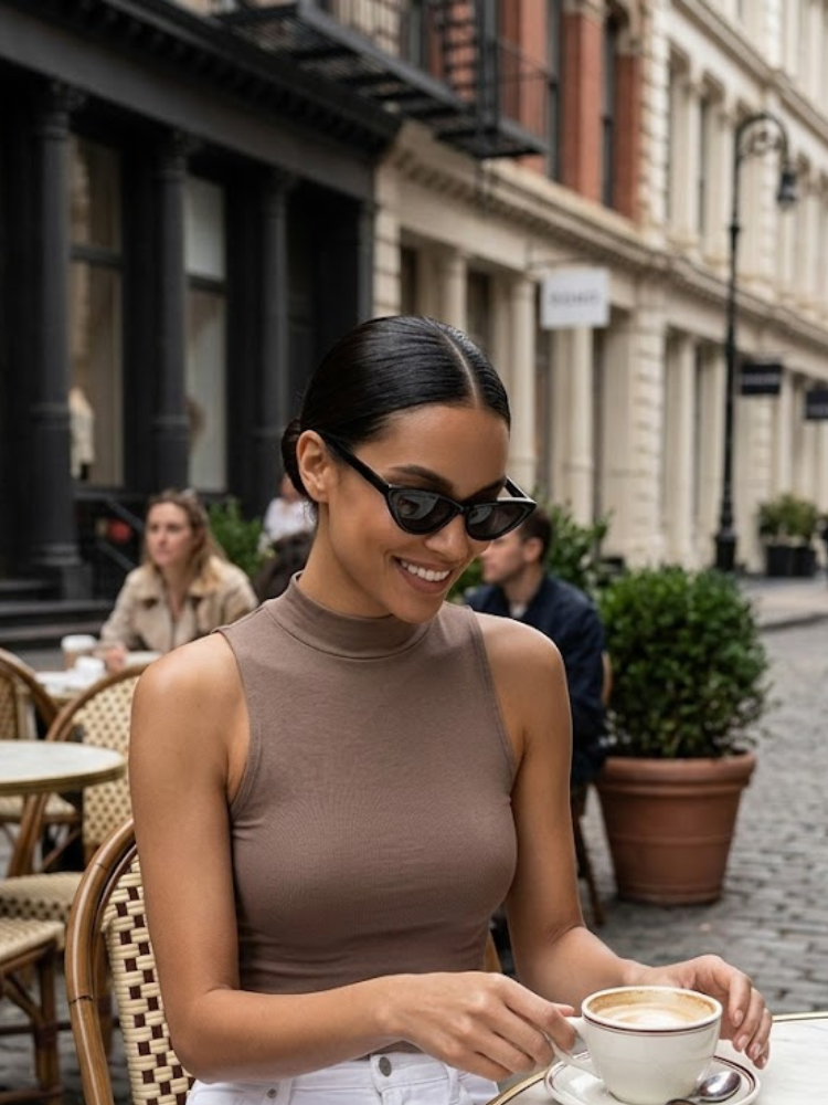  Brown MURRAY Mock Neck Tank Top Prêt-à-Porter BYMANYC ® New York  NYC Wholesale Boutique Inventory - No MOQ & Ready to Ship